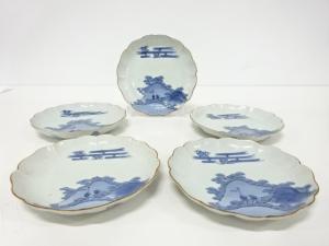 古伊万里　染付　七寸皿　5客